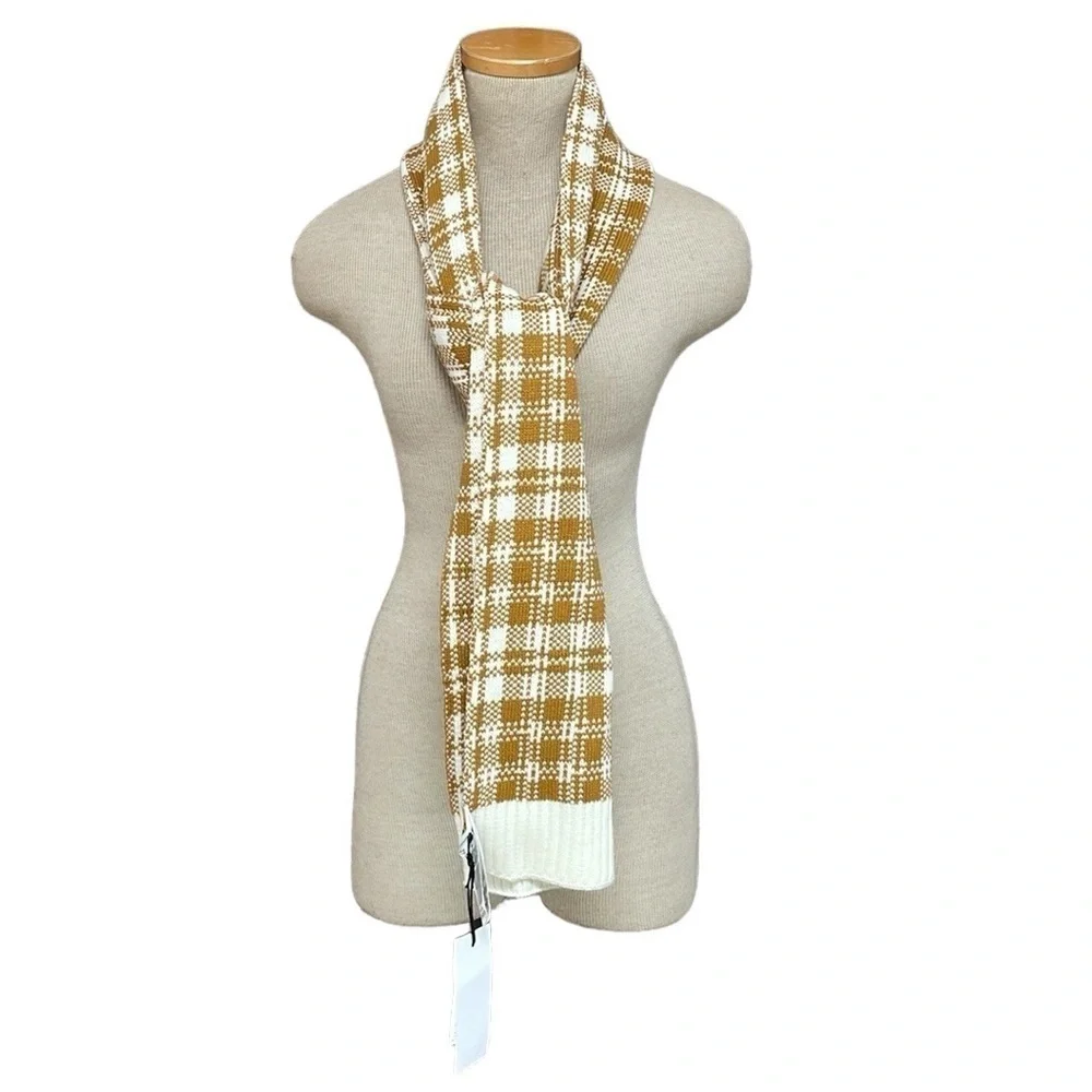 Timberland Scarf Women's One Size Cream Gold NWT Plaid